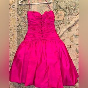 Victor Costa Vintage Pink Drop Waist 80s Prom Dress